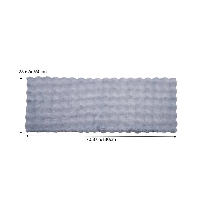 Rectangle Washable Area Rug, Light Grey, Rectangle 60 cm x 180 cm