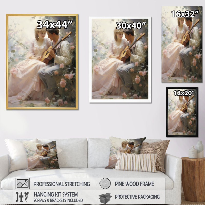«Loras Romantic Couple Landscape Serene III», reproduction sur toile, H 20 po x l 12 po x P 1 po, Toile tendue