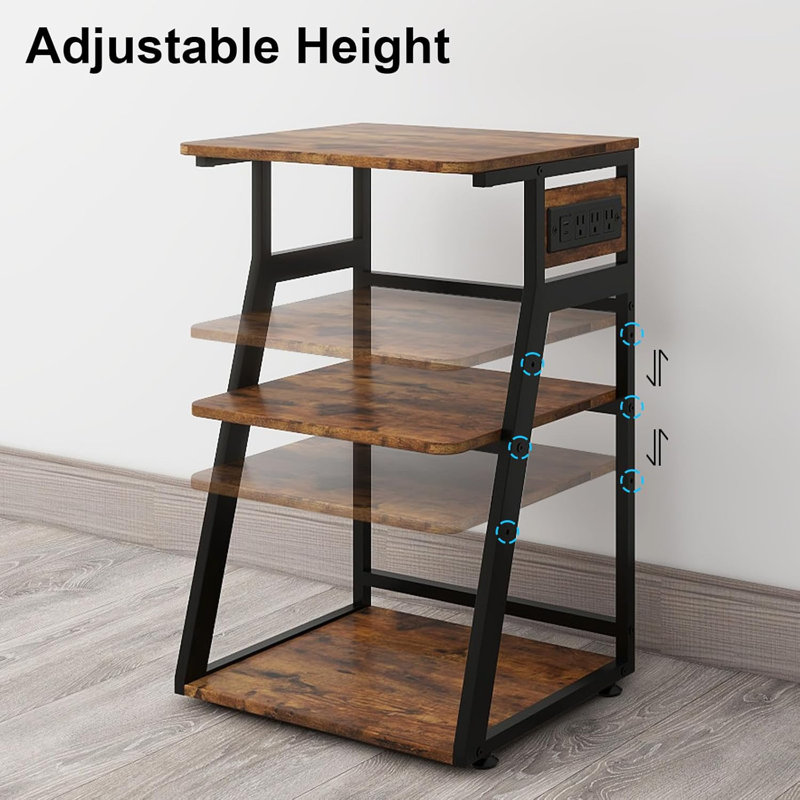 19.7 X 15.7 X 29.5 Inches Large Printer Stand Printer Desk With Adjustable Storage Shelf On Wheels, Brown