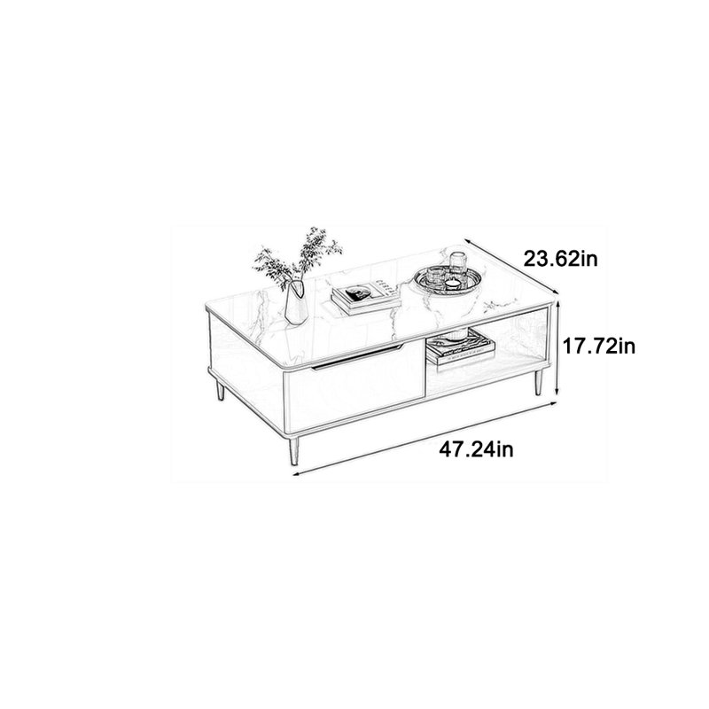 Grande table basse d'angle sécurisée, H 17,72 po x L 47,24 po x l 23,62 po, Gris