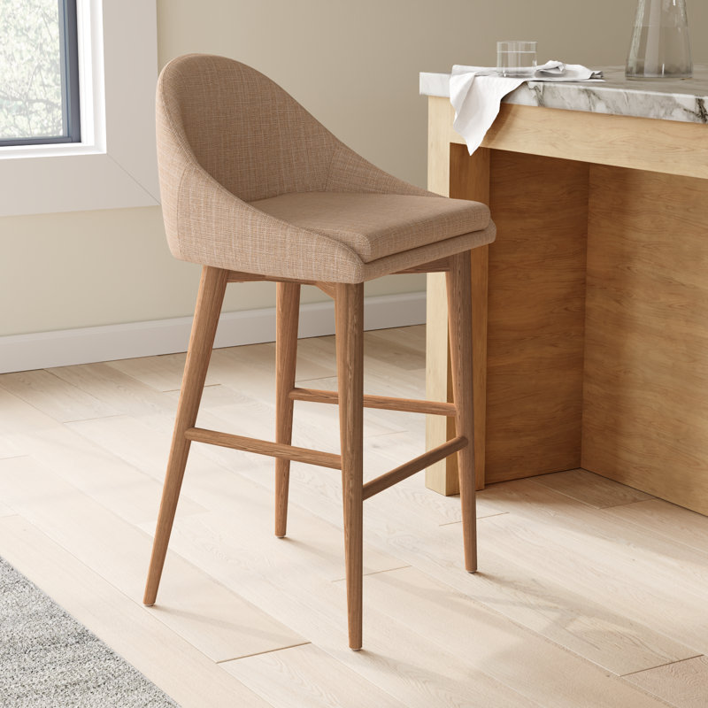 Tabouret de comptoir et de bar Prescott, Brun clair, Tabouret de comptoir (siège d'une hauteur de 26,4, Noyer brun