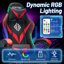 Fauteuil de jeu ergonomique à massage Hoffree avec haut-parleurs Bluetooth et lumières DEL RVB-100105944