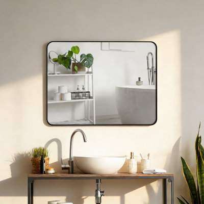 Wall Mirror 24x36 Inch Black Rectangular Mirror Metal Framed Mirror Vanity Mirror Dressing Mirror, for Bathroom, Living Room, Bedroom Wall Decor