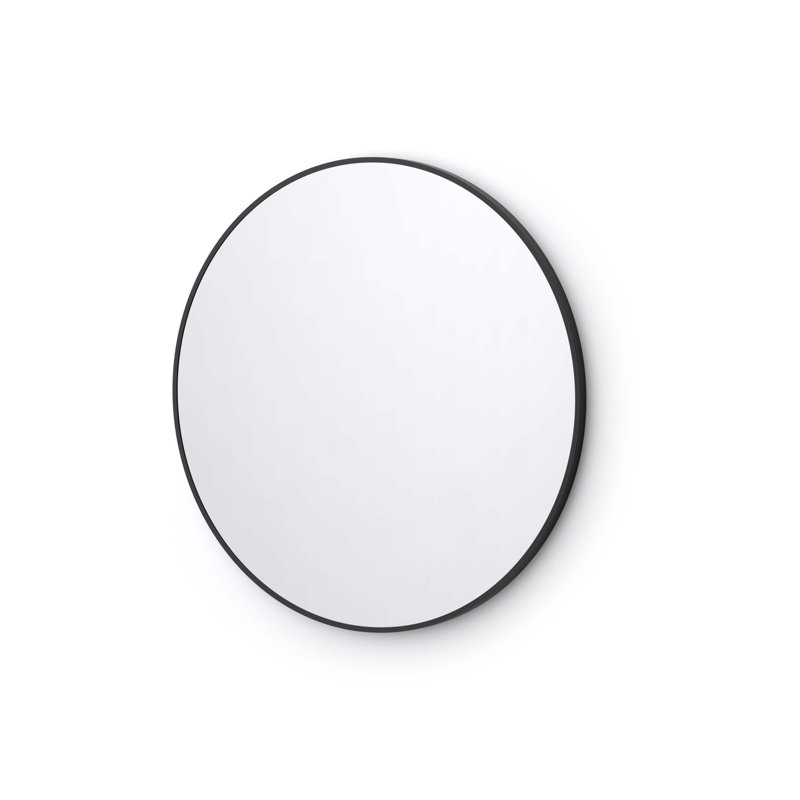 Premium Metal Frame Shatterproof Wall Mount Mirror - FM4, Matte Black, 28" x 28"