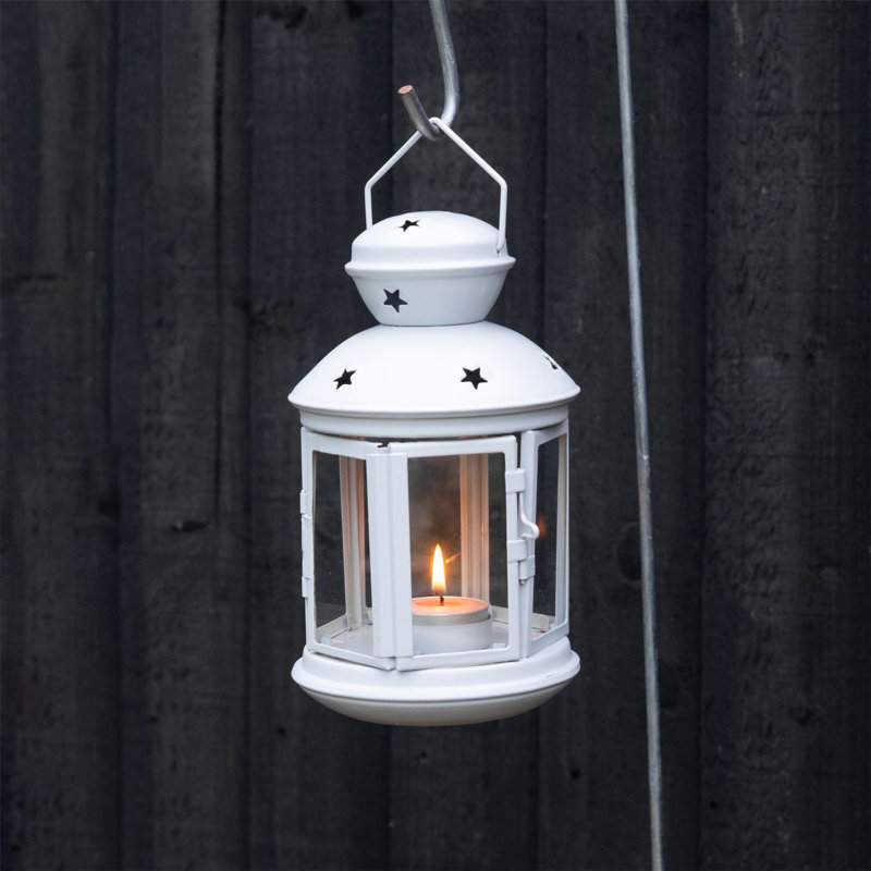 Nicola Spring - Metal Hanging Tealight Lantern - 20cm, Grey