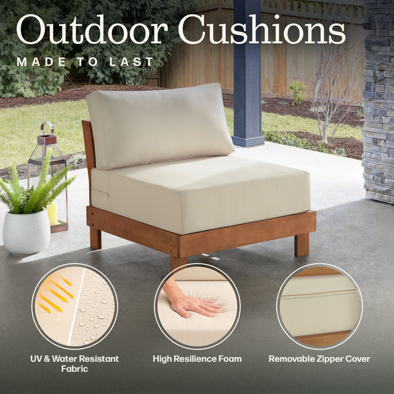 Barton 3-Seater Outdoor Patio Sofa (Natural), 3 Seats, Natural Wood, Cream