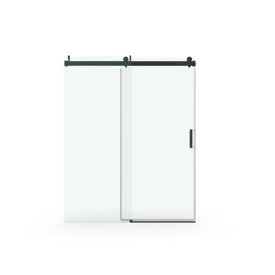 Porte de douche sans cadre à fermeture en douceur 56 po x 60 po x H 76 po, verre trempé simple 1/4 po (6 mm) avec film antidéflagrant