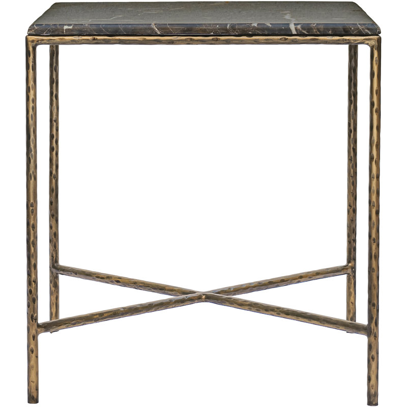 Valen Marble And Iron End Table, Brown