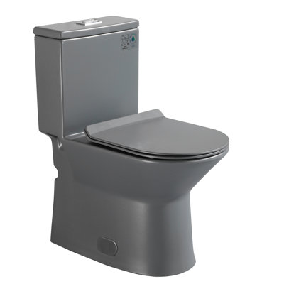 Compact Elongated Chair Height One Piece Toilet, 0.8/1.6 Siphon Dual Flush, 12-inch Rough-in (seat Included)