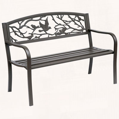 Banc de jardin de 50 pouces avec métal en acier coulé et motif animal