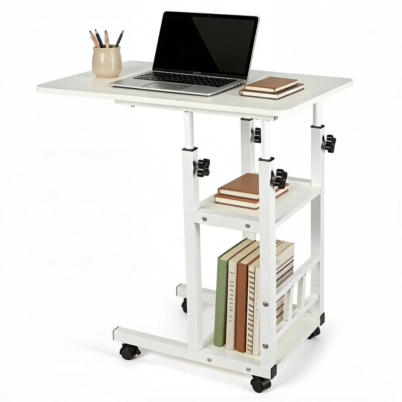Height Adjustable Side End Table with Shelves