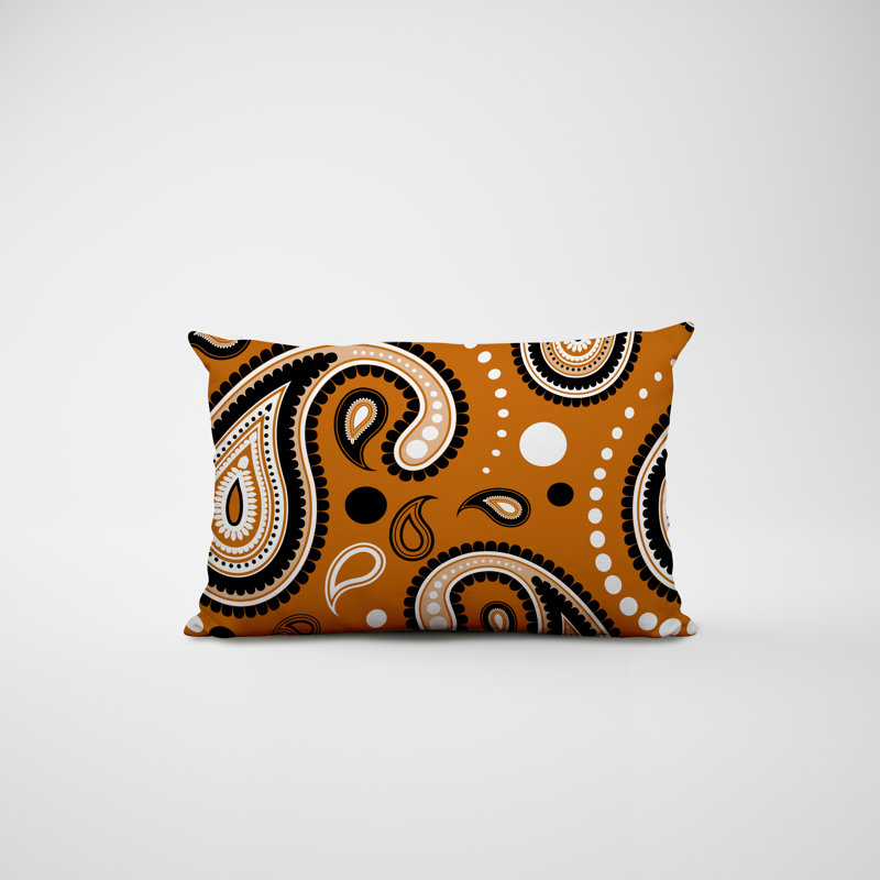 Paisley Outdoor Reversible Throw Pillow, Orange