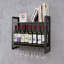 Uma Wall Mounted Wine Bottle & Glass Rack Black