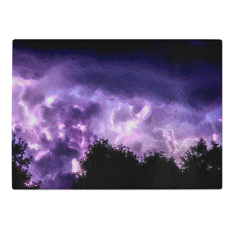 Glass Lightening Above The Trees Chopping Board, 39 cm W x 28.5 cm L