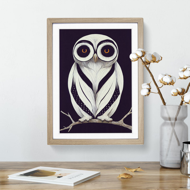 The Unreal Owl - Framed Print, 46cm H x 34cm W x 2cm D, Oak
