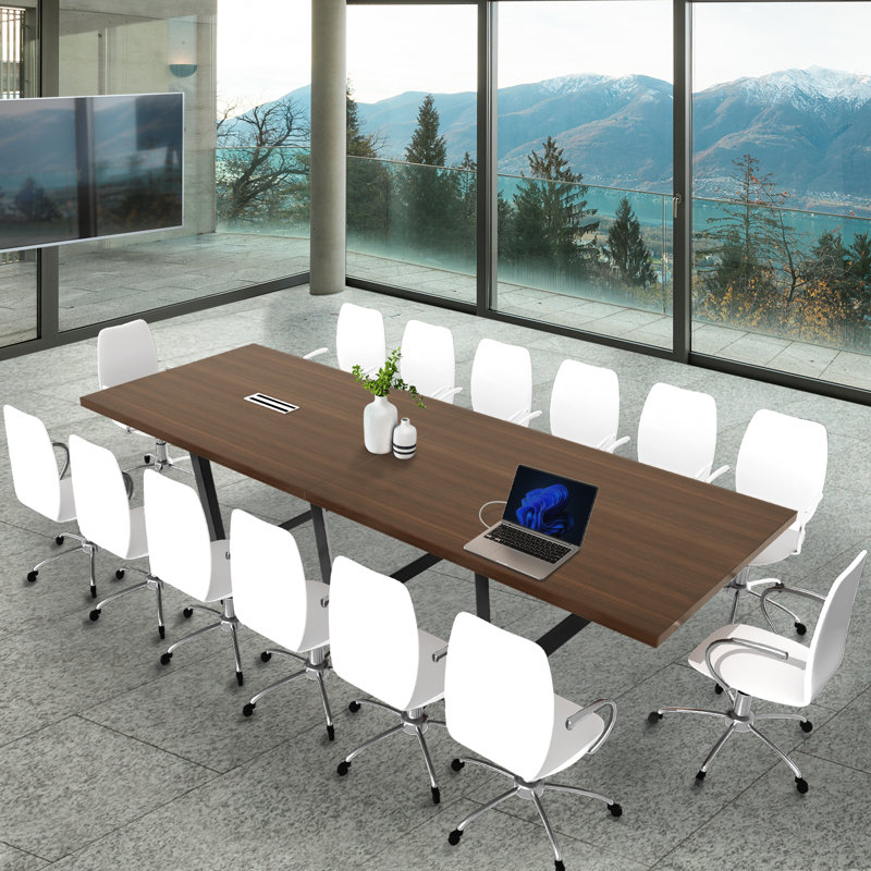 Rectangular Conference Table, H 30 po x L 144 po x l 47,25 po, Brun foncé