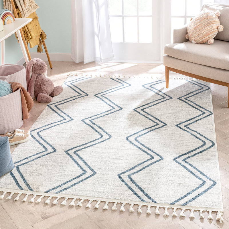 Kennedy Blue/Ivory Children's Rug, Rectangle 120cm x 160cm
