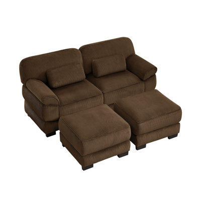 Canapé modulaire en L 76,4 po Cloud Couch, canapé 2 places avec repose-pieds, coussins de siège épais et confortables, tissu en velours côtelé respirant