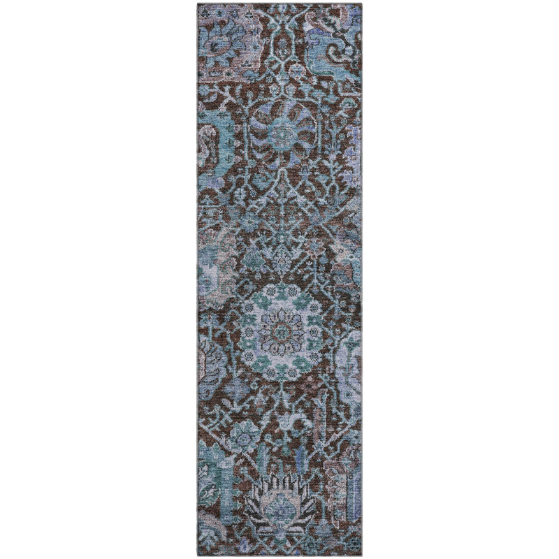 Premium Machine Washable Wayne AMF1101 Damask Rug, Runner 2'3" x 7'6"