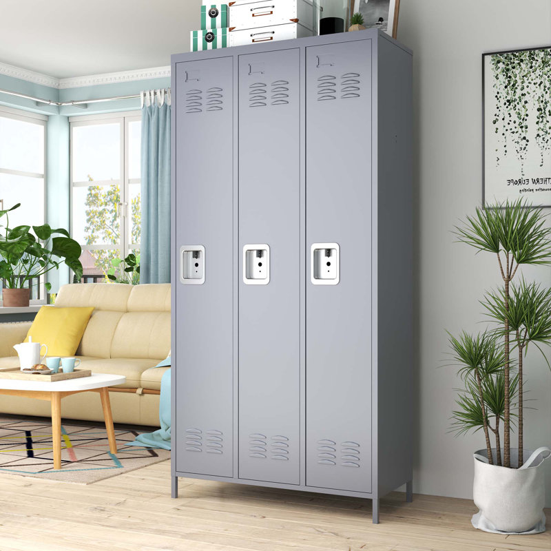 Metal 1 - Tier 90cm School Locker with Key, Grey