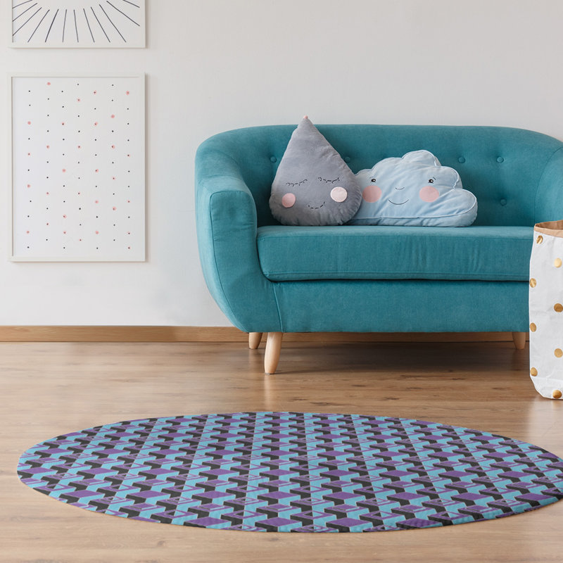 Chenille Geometric Indoor Rug, Round 5'