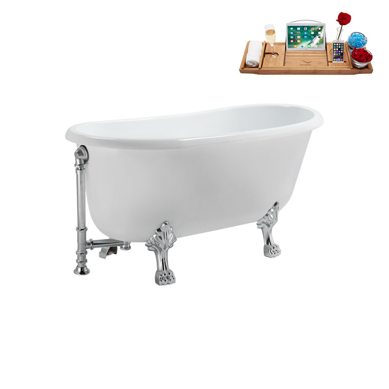 57.5'' x 29.5'' Soaking Acrylic Bathtub, Polished Chrome, Polished Chrome