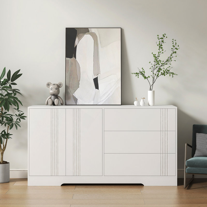 Buffet avec rangement, armoire de rangement avec tiroir et portes, grand bar à café avec tablettes réglables pour la cuisine