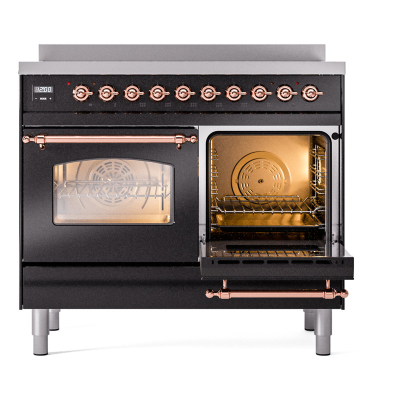 ILVE Nostalgie II 40 in Induction Range, Glossy Black/Copper
