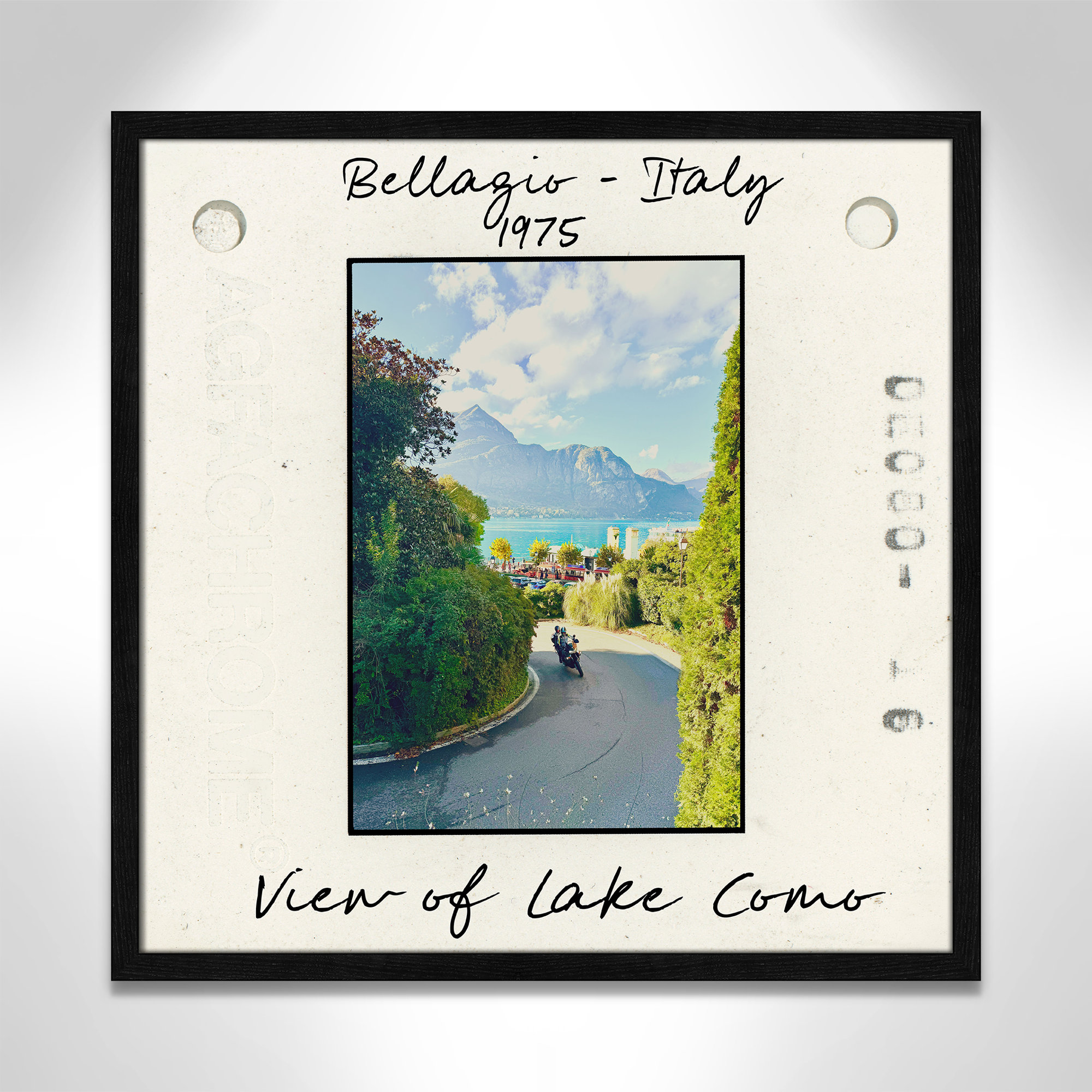Belaggio, Italy - View of Lake Como Print by Susan Jill, 23.5" H x 23.5" W x 0.75" D, Black Single Picture Framed Paper