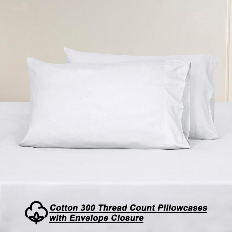 Royale Linens 300 Thread Count 100% Long Staple Combed Cotton Sheet Set - 4 Piece Bed Sheets - 1 Fitted, 1 Flat & 2 Pillow cases - Soft Cool & Crisp Sheet Set