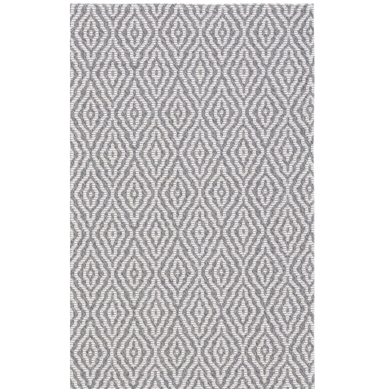 Martha Stewart 484 Cotton Geometric Rug in Gray/Ivory, Rectangle 6'7" x 9'