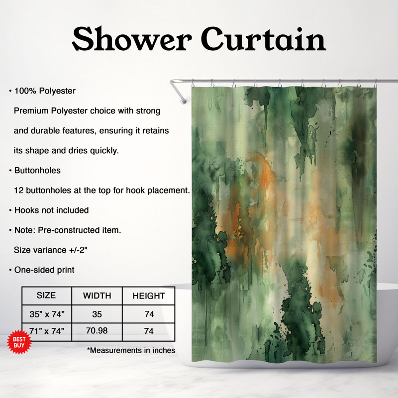 Rideau de douche Camo Wash - Premium, H 74 po x l 71 po