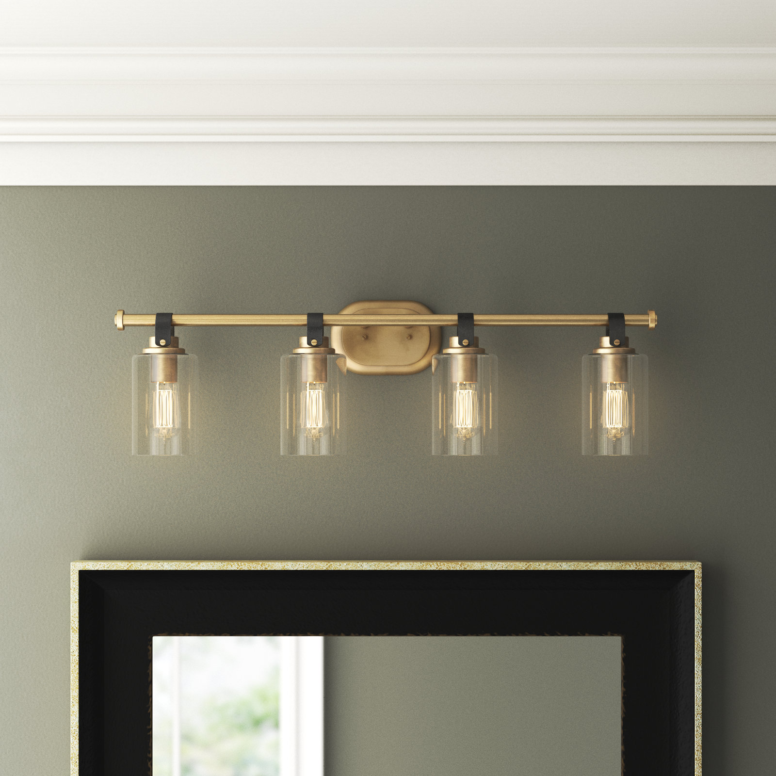 April 4 Light Transparent Dimmable Vanity Light, Heritage Brass