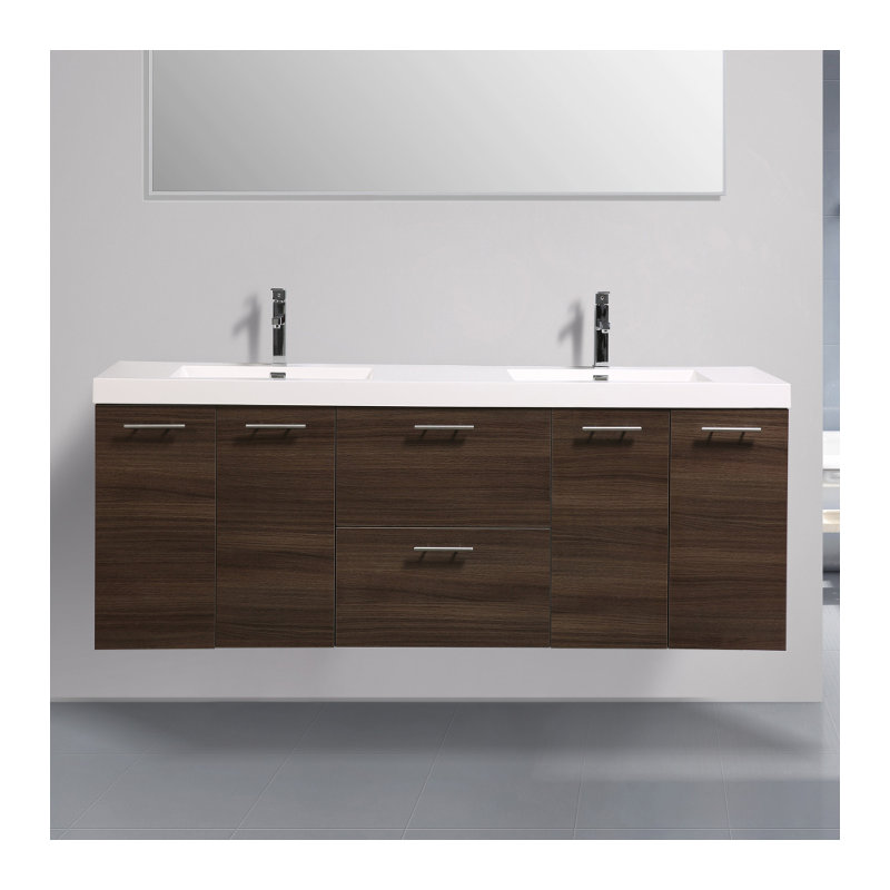 Meuble-lavabo simple 32 po Opalo, Gris / Chêne