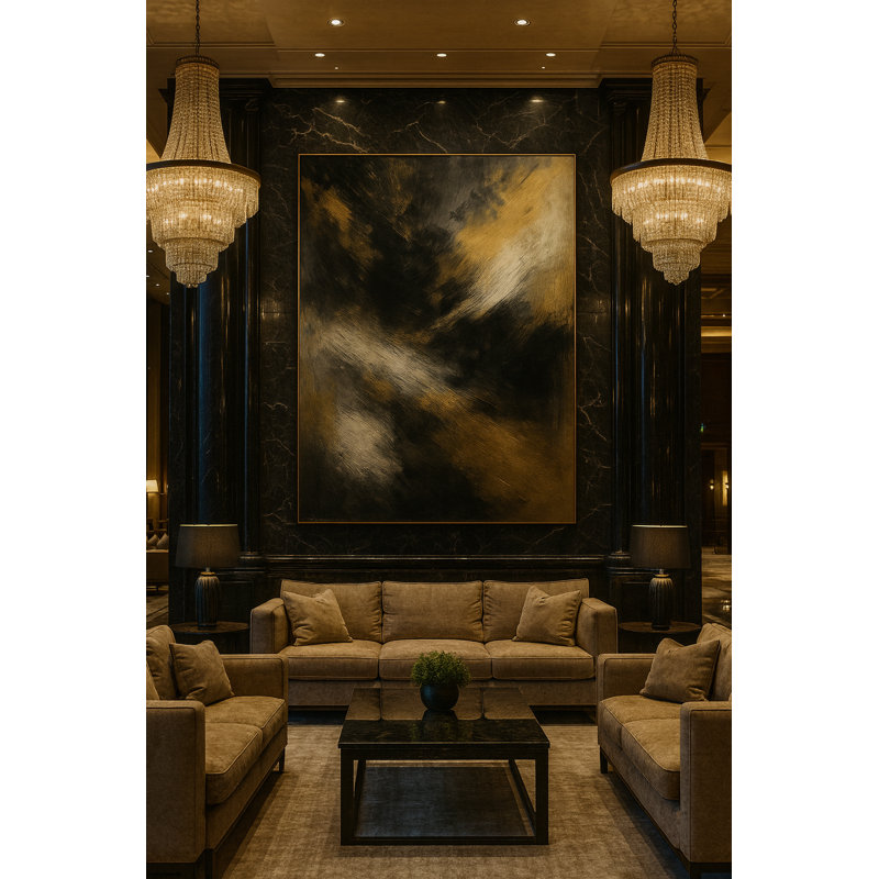 Emberborn Framed Canvas Wall Art by Kasian Art Studio - Brown Frame, Black
