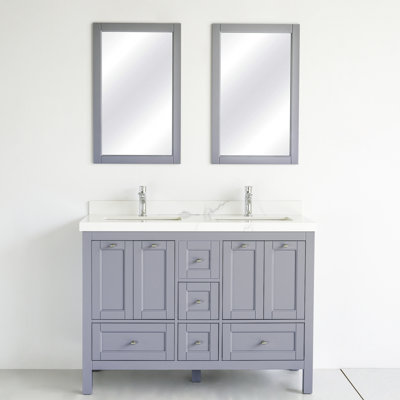 Meuble-lavabo double 48 po avec plateau en céramique Selena