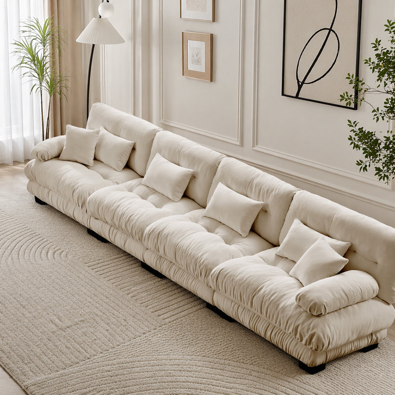 Canapé Cloud, canapé en chenille, Light coffee+4Seat