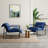 Upholstered Modern Metal Framed Blue Polyester Blend Sling Accent Chair-27168977