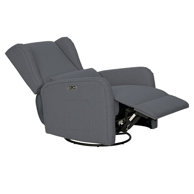 Candace Power Recliner 3-In-1 With Swivel, Glider, USB Ports, Gray