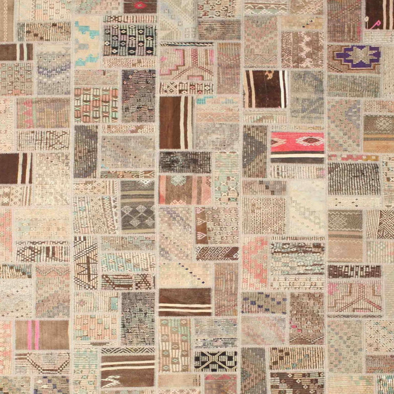 Tapis brun/vert/gris zone contemporaine, Carré 5 pi