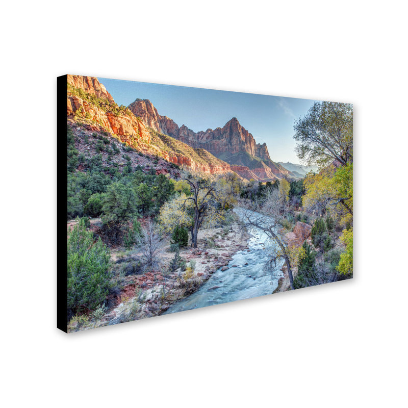 Zion Watchman Landscape 16" x 24" Wood Frame Canvas Art