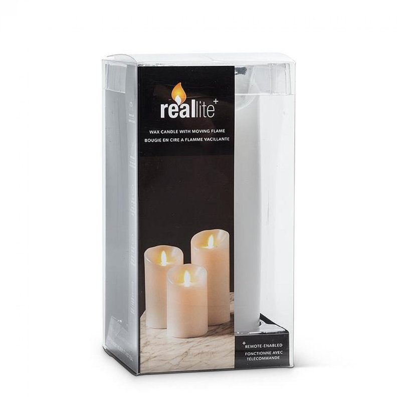 Bougie sans flamme Reallite, Blanc / Blanc, 6,5 po x 3 po sans flamme
