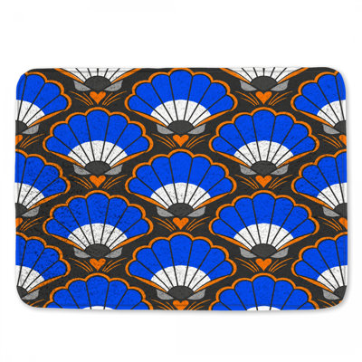 Tapis de bain bleu orange