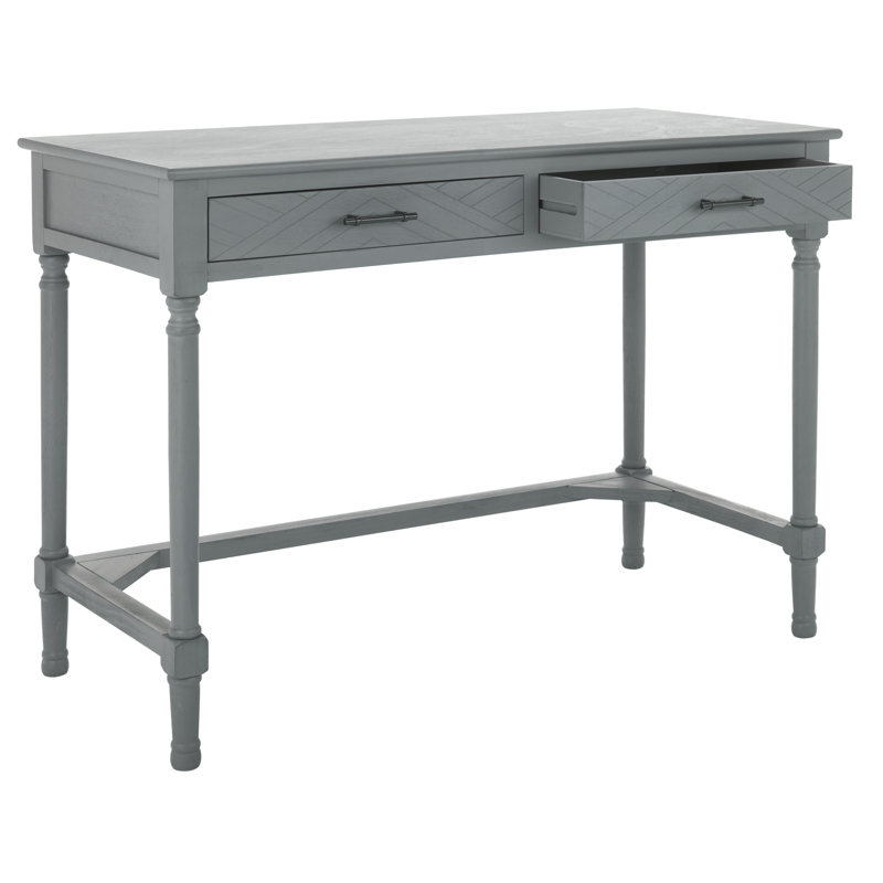 Handler 2-Drawer Writing Desk with Shelves, Distressed Gray