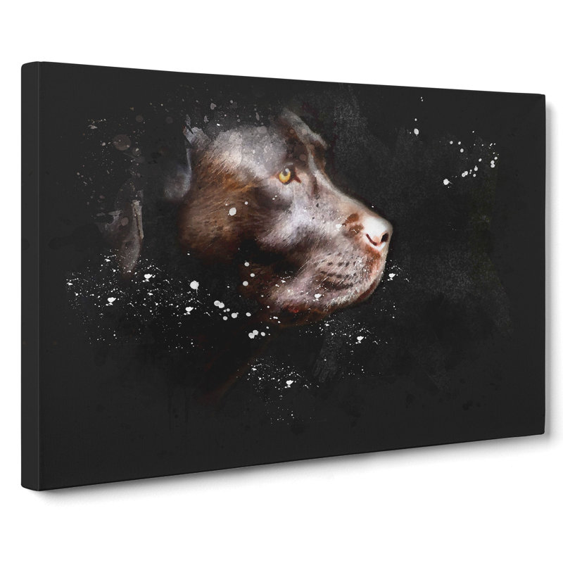 Chocolate Labrador Dog Paint Splash - Wrapped Canvas Print, 35cm H x 50cm W x 3cm D