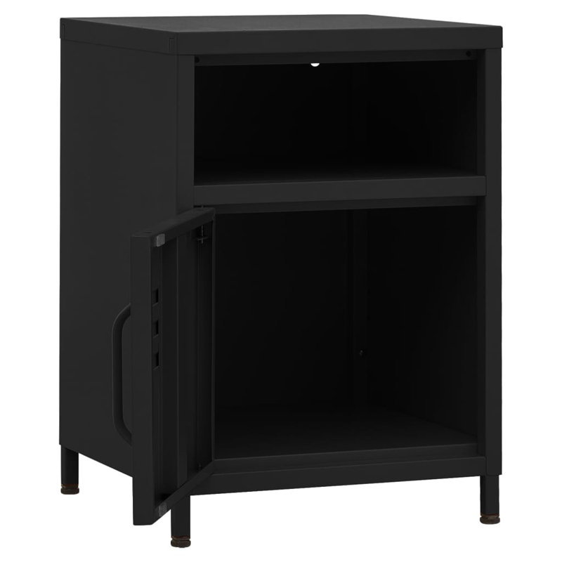 Bren 35cm W Steel Bedside Table, Set of 2, Black