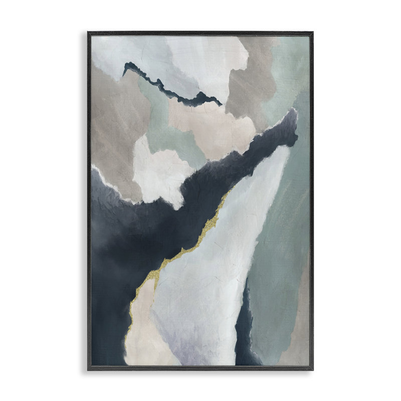 Giclée encadrée Cool Water Lines, design par J: L Design, H 18 po x l 12 po, Giclée encadrée noir minuit