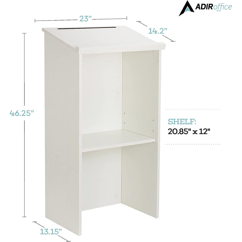 Wood Podium Lectern Speaker Stand, White