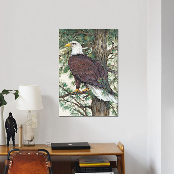 «Eagle in the Pine», reproduction d'art sur toile tendue, H 18 po x l 12 po x P 1,5 po, Toile tendue, Pas de tapis