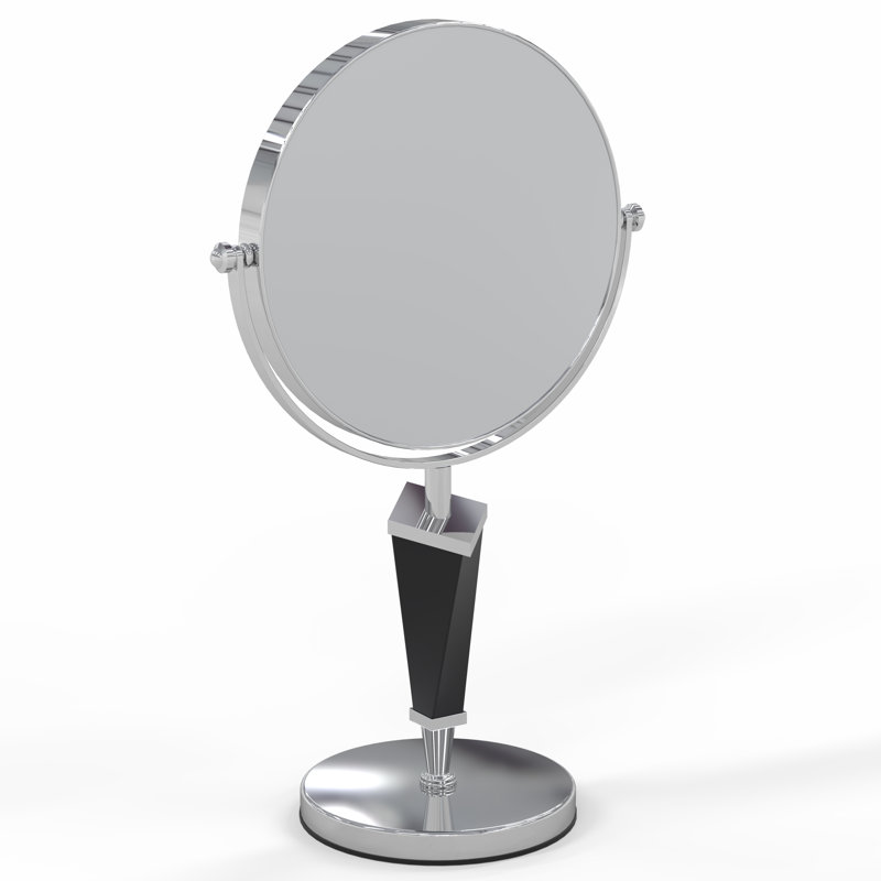Chrome and Black Freestanding Magnifying Makeup Mirror